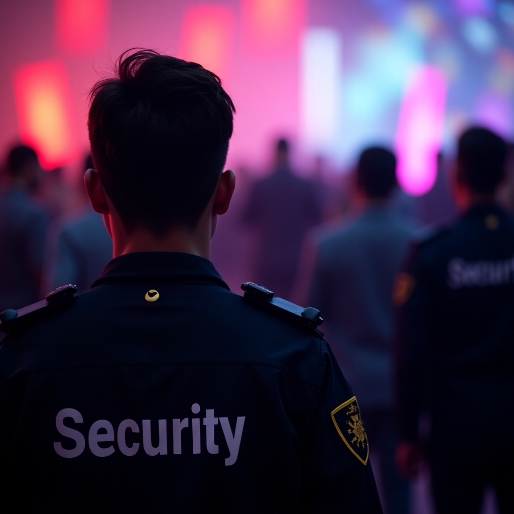 Security team managing crowd at an event